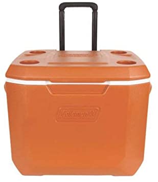 Coleman 50-Quart Xtreme 5-Day Heavy-Duty Cooler with Wheels, Dark Orange