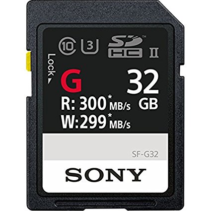 Sony SF-G32/T1 High Performance 32GB SDHC UHS-II Class 10 U3 Memory Card with blazing fast read speed up to 300MB/s