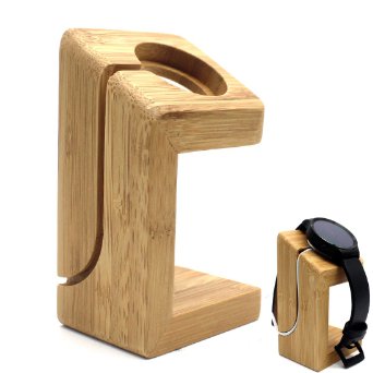 Huawei Watch Stand - Rerii Bamboo Charger Stand, Charger Cradle, Dock for Huawei Watch W1, Work with Original Huawei Watch Charger Only