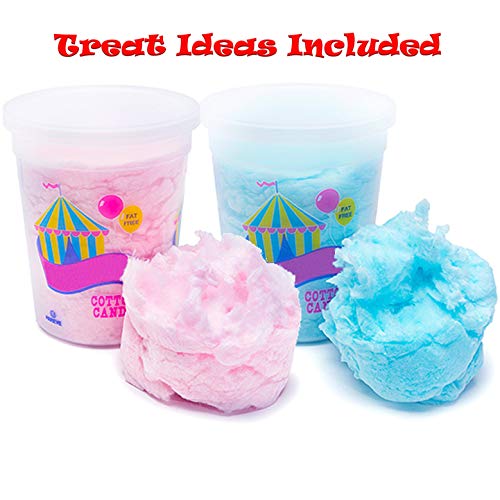 JustSnackin' Cotton Candy, 2 - Tubs (2 oz each) 4 oz Total, Blue and Pink, Treat Ideas Included by JustSnackin' Copyright 2019