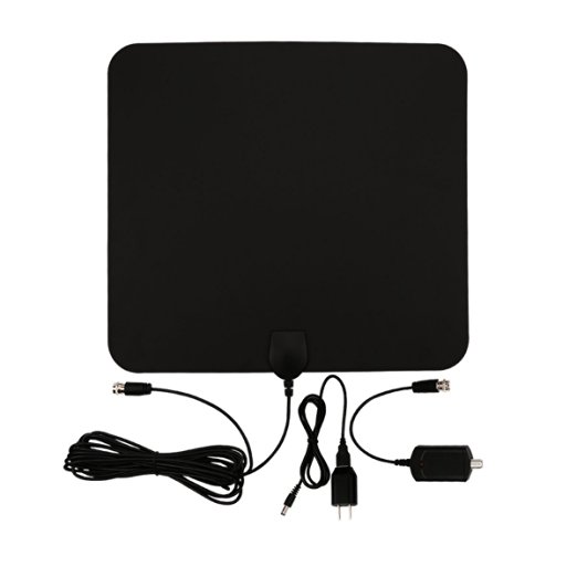Pa Indoor HDTV Antenna - Super Thin 50 Miles Digital TV Antenna with Amplifier Signal Booster for the Highest Performance and 13ft Coax Cable - Black - [Upgraded Version with New Tech for Better Reception]