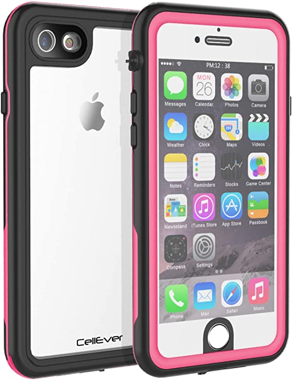 CellEver iPhone 6 / 6s Waterproof Case Shockproof IP68 Certified SandProof Snowproof Full Body Protective Clear Transparent Cover Fits Apple iPhone 6 and iPhone 6s (4.7 Inch) KZ Pink
