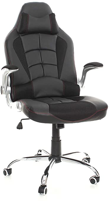 eMarkooz (TM) Swivel desk chair executive office chair racing gaming chair padded Computer PC chairs adjustable height armchair (Black Heavy Padded)