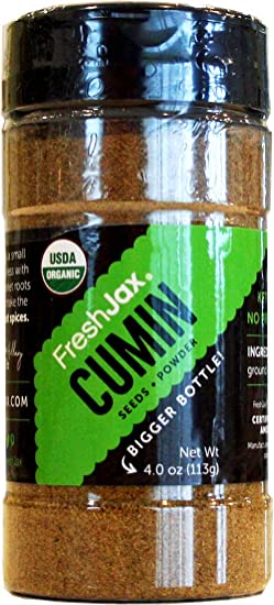 FreshJax Premium Organic Spices, Herbs, Seasonings, and Salts (Certified Organic Ground Cumin - Large Bottle)