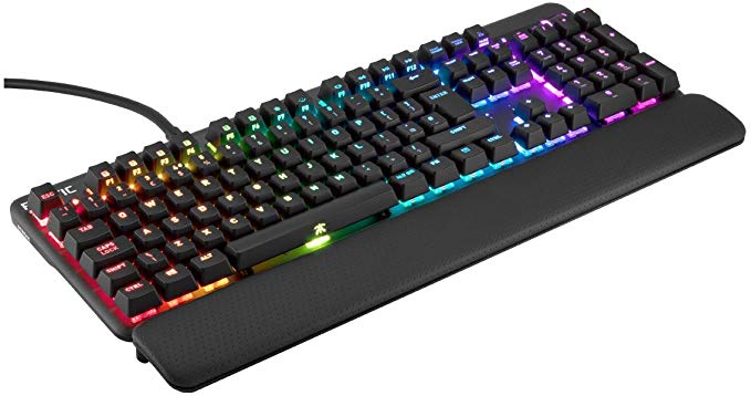 Fnatic STREAK Pro Gaming Mechanical esports Keyboard (Cherry MX Silent Red Switches, Multi-Color RGB Lighting, Ergonomic Wrist Rest, Programmable) UK-Layout