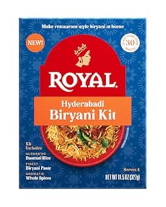 Royal Hyderabadi Biryani Kit - Authentic White Basmati Rice, Biryani Paste, and Whole Spices - 11.5 oz Box