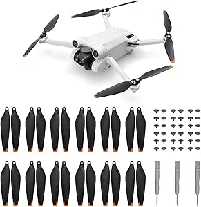 MoKo Mini 3 Pro Hélices, 24 Piezas Hélices de Cuchillas Compatibles con dji Mini 3 Pro, Hélices de Liberación Rápida de Bajo Ruido, Accesorios de Alas con Tornillos y Destornilladores, Naranja Negro