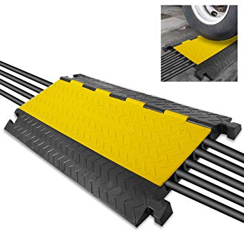 Durable Cable Protective Ramp Cover - Supports 33000lbs Five Channel Heavy Duty Cord Protection w/Flip-Open Top Cover, 31.5” x 17.5” x 1.77” Cable Concealer for Indoor Outdoor Use - Pyle PCBLCO109