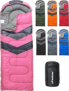 MalloMe Sleeping Bag for Adults Kids Boys & Girls for Winter, Fall & Spring - Single & Double - Waterproof Lightweight & Portable Backpacking Camping & Hiking Outdoor Travel with Compact Bag