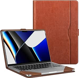 Fintie Sleeve Case for MacBook Pro 14 Inch A2992 A2918 A2779 A2442 (2023 2022 2021 Release), Premium PU Leather Protective Folio Book Cover for MacBook Pro 14" with M3/M2/M1 Pro/Max Chip (Brown)