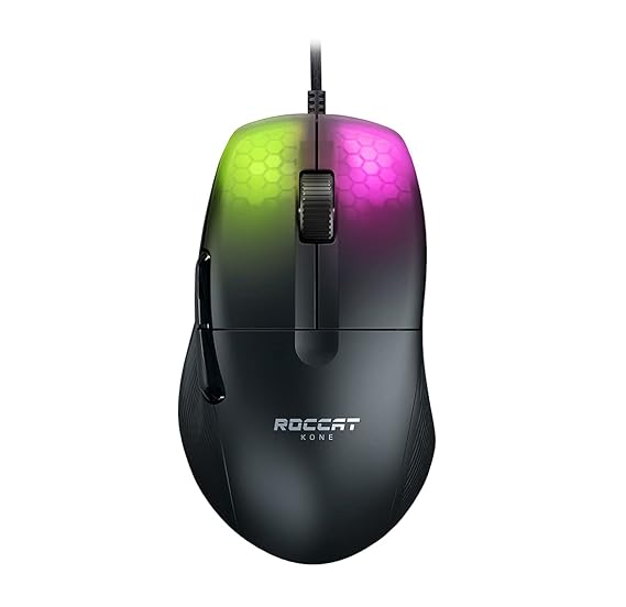 Roccat Kone Pro Lightweight Ergonomic Optical Performance Gaming Mouse With Rgb Lighting, Black Wired