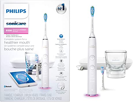 Philips Sonicare DiamondClean Smart 9350 Rechargeable Electric Toothbrush with Bluetooth & Travel Case, HX9902/64, White