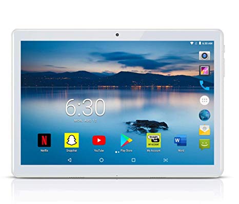 Android Tablet 10 inch with 2.5D Curved Glass IPS Screen, Unlocked Wi-Fi 3G Phablet 4 GB RAM 64 GB Storage Dual Cameras, Supports Bluetooth GPS (Silver)