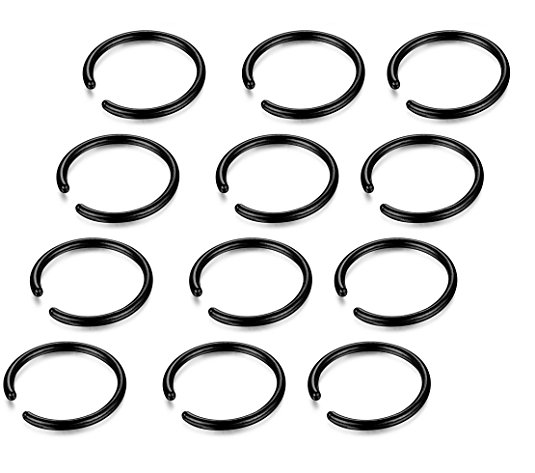 LOLIAS 12Pcs 20G 8MM Stainless Steel Nose Rings Piercing Jewelry Hoop Nose Ring
