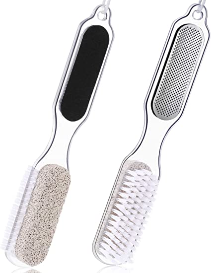 4 in 1 Foot Pumice Stone Brush Combine Foot File Callus Remover with Pumice Stone Rasp Scrubber Foot Care Tool for Women Men Wet Dry Cracked Feet Salon or Home Use