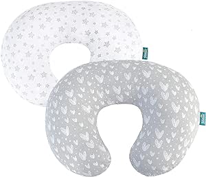 Biloban Nursing Pillow Cover Boys and Girls, Stretchy 100% Jersey Cotton Soft Breastfeeding Pillow Slipcover and Infant Nursing Pillow Case for Moms/Baby