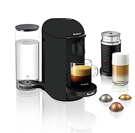 Nespresso VertuoPlus Coffee and Espresso Maker by Breville with Aeroccino, Matte Black