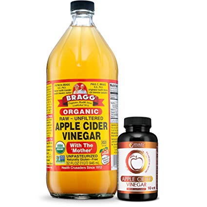 Bragg USDA Certified Organic Apple Cider Vinegar - 32 Ounce - With IGUAZU ACV Pills Combo - With The Mother - Raw - All Natural Weight Loss, Detox, Digestion & Circulation Support - NON-GMO