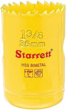 Starrett SH0138 Bi-Metal Straight 6-Pitch Hole Saw, HSS Teeth, 1-3/8" Diameter, 1-5/8" Cutting Depth, 5/8"-18 Thread, Yellow