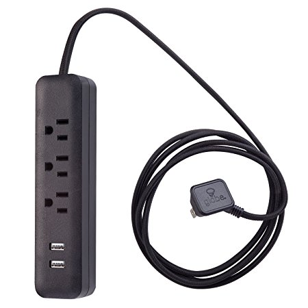 Globe Electric Designer Series 6-ft 3-Outlet USB Power Strip, 2x USB Ports, Black Finish 78249