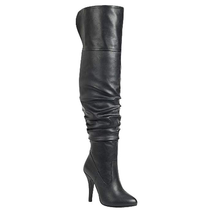Forever Link Womens Focus-33 Vegan Leather Over The Knee Fashion Boots