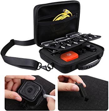 CamKix compatible Extra Large Carrying Case for GoPro Hero 4, Session, Black, Silver, Hero  LCD, 3 , 3, 2, 1 by CamKix with Shoulder Strap and Customizable Interior and Accessories