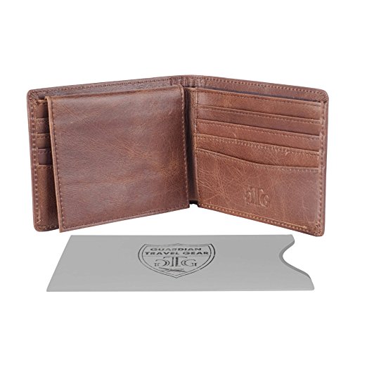 RFID Blocking Leather Wallet for Men - Bonus RFID Passport Sleeve - Bifold Wallet Designed in the USA using Genuine Leather and the Best RFID blocking material for your security - Gift Box incl.