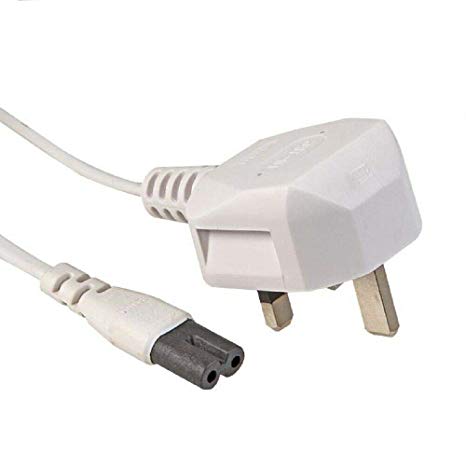 Pro Elec UK Plug to 'Figure 8' (C7) Type Mains Lead, White, 5m