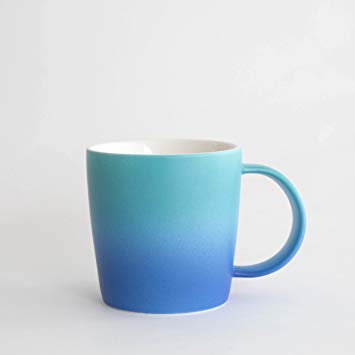 Ombré Mugs Collection – Ombré Gradient Mug (Aurora – Light/Dark Blue), Soft Touch, 12oz, New Bone China for Coffee/Tea/ Beverage/Mug Cake/Stationary and Plant Holder by Root 7