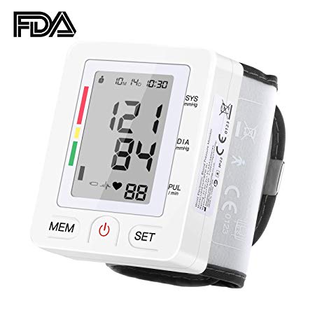 Hermano Digital Wrist Blood Pressure Monitor Automatic Heart Rate Detection Heartbeat BP Monitor Large LCD Display Portable Case for Home Use