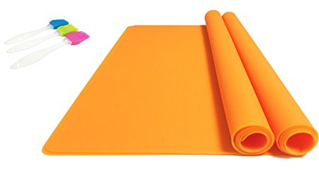 EPHome 2Pack Extra Large Multipurpose Silicone Nonstick Baking Mat, Pastry Mat, Heat Resistant Nonskid Table Mat, Countertop Protector, 23.6''15.75'' (Orange)
