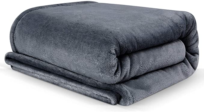 HOKEKI Soft Blanket,Flannel Fleece Blanket,All Seasons Warm Throw Blanket for Nap,Fluffy Microfiber Bed Blanket for Sofa,Couch (Dark Grey, Twin(60''X80''))