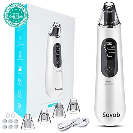Sovob Blackhead Remover Pore Vacuum Cleaner -Upgraded Strong Suction USB Rechargeable Electric Blackheads Removal Tool Pore Cleaner Comedone Acne Extractor with Large LED Screen Unisex