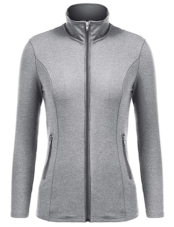 bosbary Women's Sports Jacket Lightweight Full Zip Workout Jacket with Zipper Pockets
