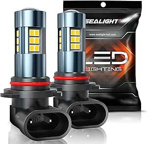 SEALIGHT 9006/HB4 LED Fog Light Bulbs, 360° Illumination 9006 HB4 Fog Lights LED for Car, 6000K Xenon White, 3 MINS Plug-and-Play, Pack of 2