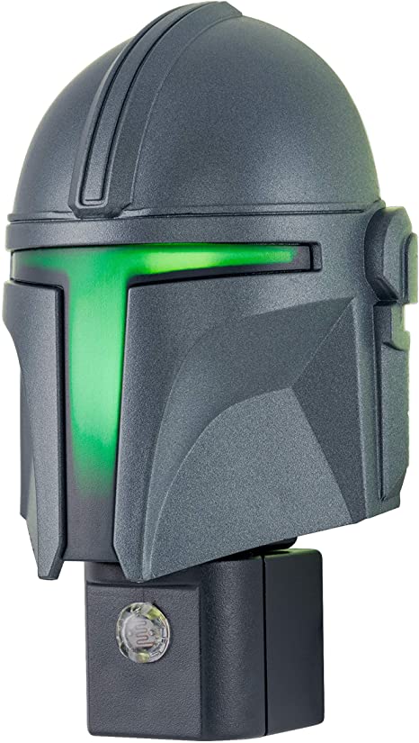 Star Wars The Mandalorian Helmet LED Night Light, Plug-in, Dusk to Dawn, UL-Listed, Ideal for Bedroom, Nursery, Bathroom, Office, 53232