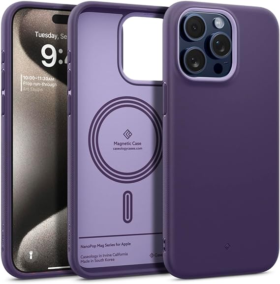 Caseology Nano Pop Mag for iPhone 15 Pro Max Case 5G [Dual Layer Silicone Case Compatible with Magsafe] Military Grade Drop Tested (2023) - Grape Purple