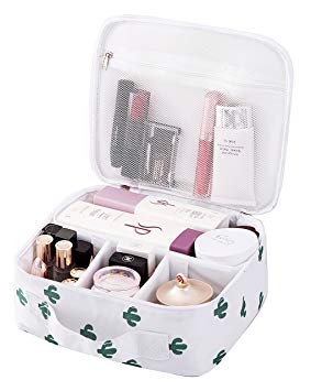 Travel Makeup Cosmetic Case,Portable Brushes Case Toiletry Bag Travel Kit Organizer Cosmetic Bag, B-Cactus