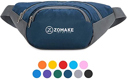 ZOMAKE Fanny Pack Water Resistant Waist Bag Hip Bum Bag for Men and Women, Large Compartment with Adjustable Strap for Outdoors Workout Traveling Casual Running Hiking Cycling