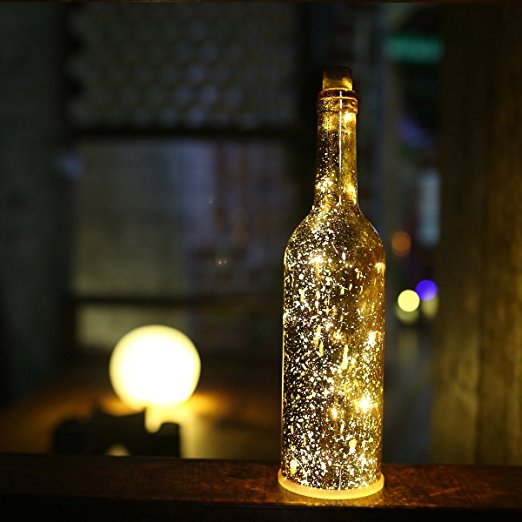 AceLife Wine Bottle Light LED Starry String Lights Kit (Glass Wine Bottle & Cork Included) with Gold Spark Effect for Courtyard/Kids Room/Wedding/Party/Showcase Decor