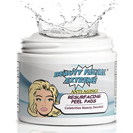 Anti Aging Resurfacing Chemical Peel Pads- Contains Lactic Acid, Salicylic Acid & Glycolic Acid for Face & Body. Repairs Fine Lines, Wrinkles, Dark Spots, Pores, Scars & Uneven Skin Tone.