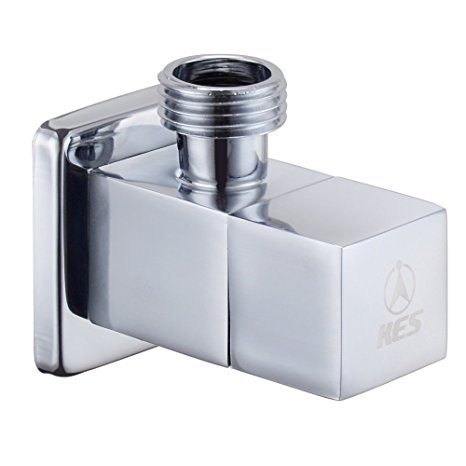 KES K112A1 Brass Quarter Turn Angle Valve 1/2¡± IPS Inlet and Outlet Modern Square, Polished Chrome