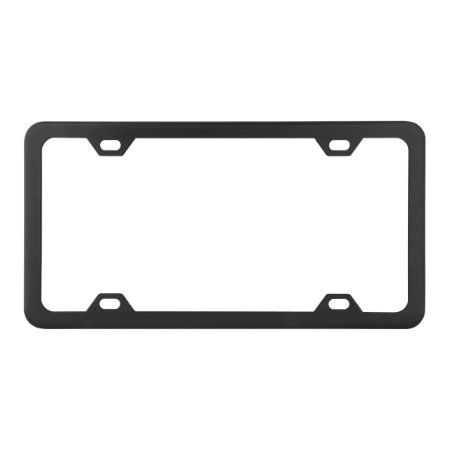 Grand General 60414 Matte Black Powder Coated License Plate Frame with 4 Holes