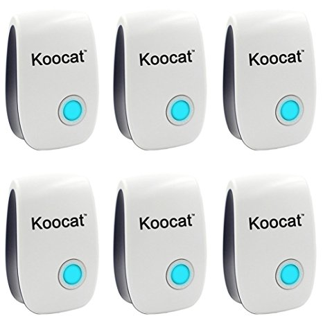 6PCS Koocat Ultrasonic Pest Control for Rodents, Mice, Rats, Insects, Roaches, Spiders, Flies, Ants, Bugs, Fleas - Best Pest Repeller Equipment Repellent [with Night Light]