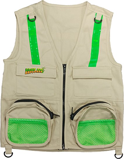 Eagle Eye Explorer Cargo Vest for kids with Reflective Safety Straps. 100% cotton.