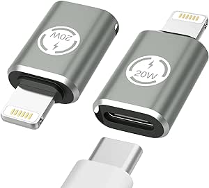 MoKo USB C to Lightning Adapter - 2 Pack USB C Female to Lightning Male Adapter Supports 20W PD Fast Charging Data Transfer for iPhone 14/13/12/11/XS/XR/SE, iPad/iPod/AirPods, Not for Headphones/OTG