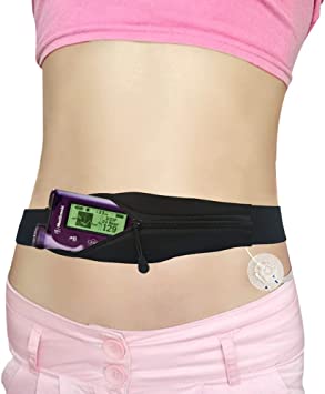 Adult Insulin Pump Belt No-Bounce Diabetic T1D Medical Holder Expandable Pouch Adjustable Band Accessories Hole for Tubing Epipen Men Women