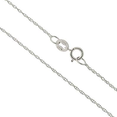 14k Yellow, White or Rose Gold Italian 0.90 Millimeters Delicate Rope Chain Necklace