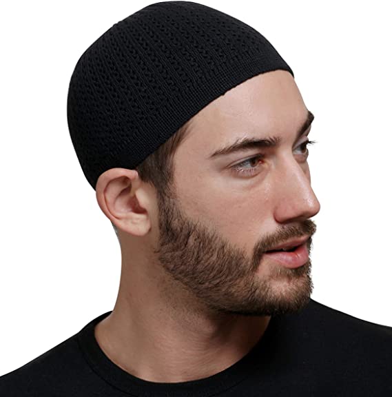 Muslim Bookmark - Elastic One Size Fits Most Premium Cotton Kufi Beanie Skullcap Wavy