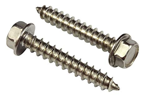 #14 X 1-1/2" Stainless Indented Hex Washer Head Screw, (25 pc), 18-8 (304) Stainless Steel Screw by Bolt Dropper